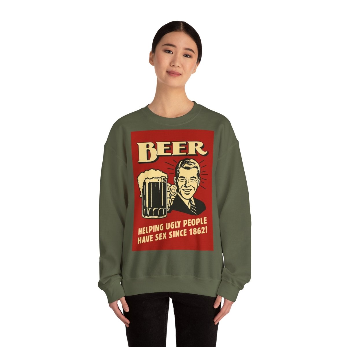 Beer Sweatshirt – Schwarzer Humor im Retro-Werbestil – Freches Satire-Design für mutige Statements | True Insights