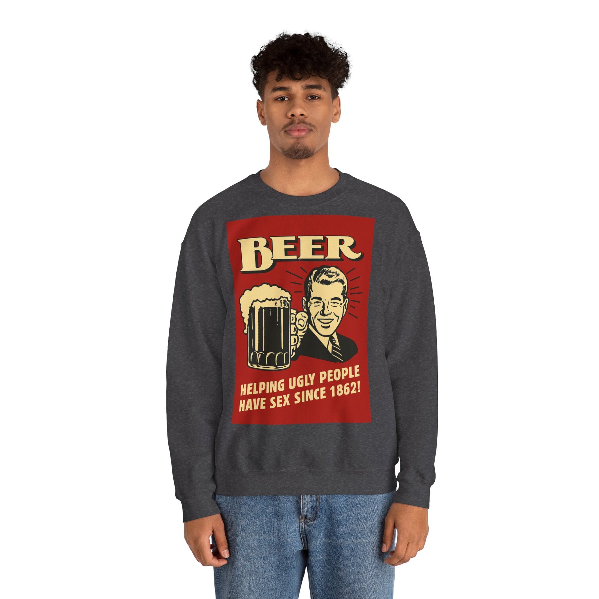 Beer Sweatshirt – Schwarzer Humor im Retro-Werbestil – Freches Satire-Design für mutige Statements | True Insights