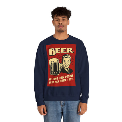Beer Sweatshirt – Schwarzer Humor im Retro-Werbestil – Freches Satire-Design für mutige Statements | True Insights