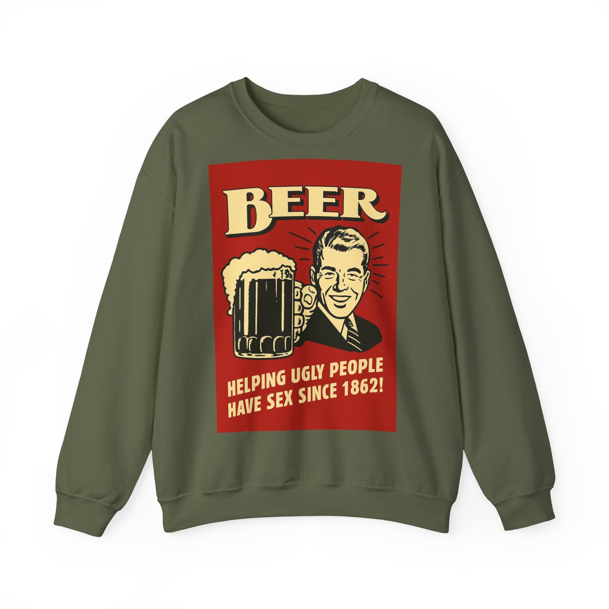 Beer Sweatshirt – Schwarzer Humor im Retro-Werbestil – Freches Satire-Design für mutige Statements | True Insights