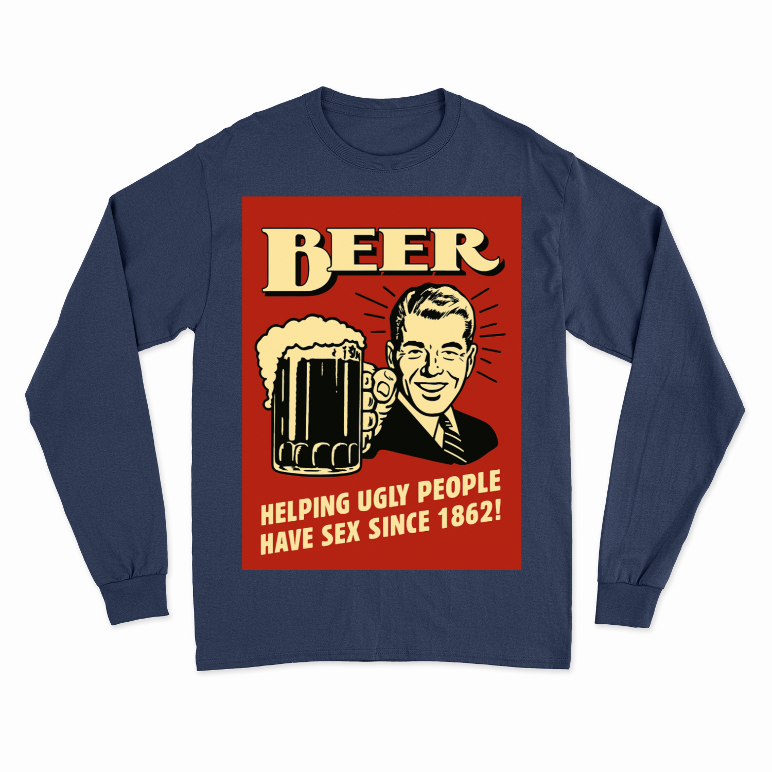 Beer Sweatshirt – Schwarzer Humor im Retro-Werbestil – Freches Satire-Design für mutige Statements | True Insights