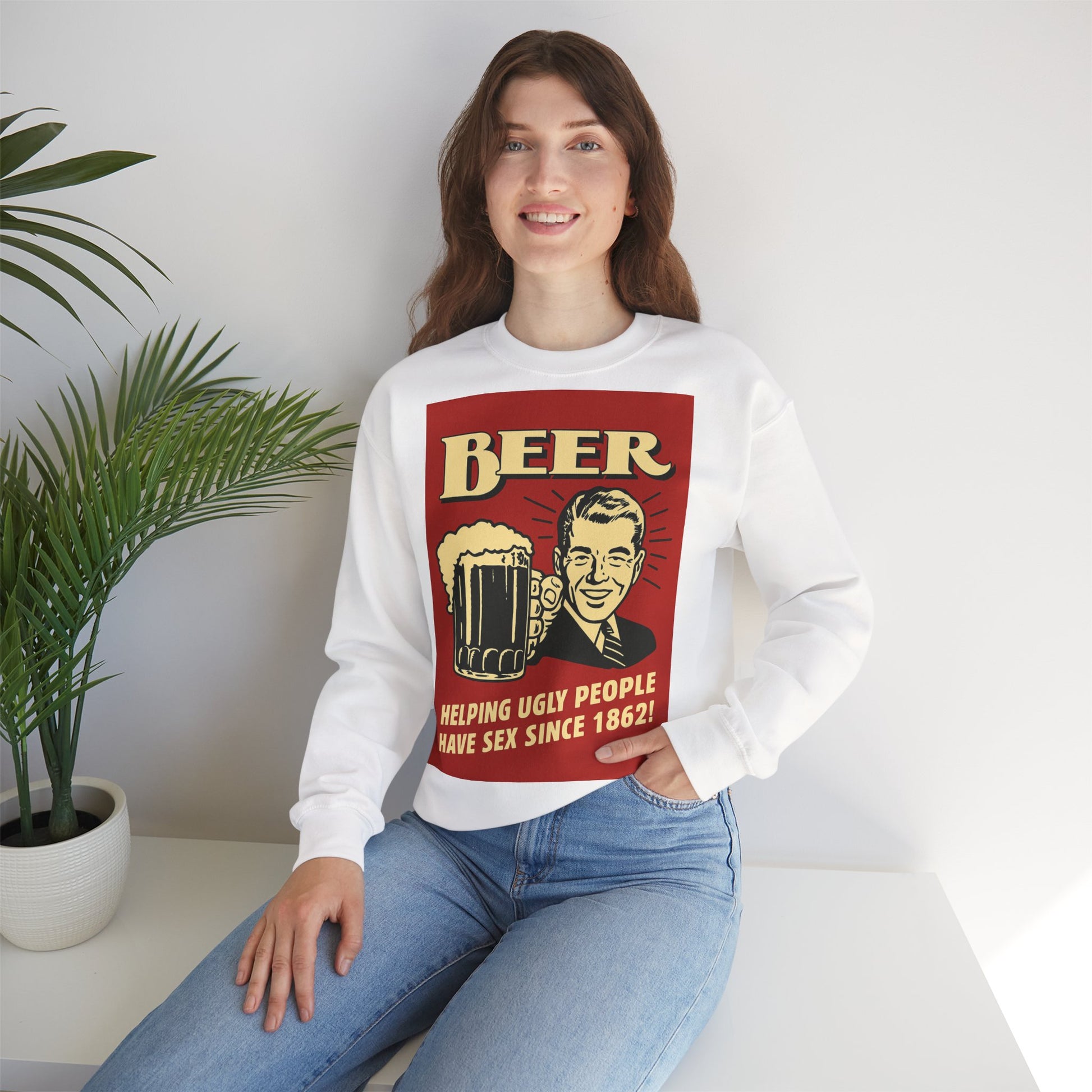 Beer Sweatshirt – Schwarzer Humor im Retro-Werbestil – Freches Satire-Design für mutige Statements | True Insights