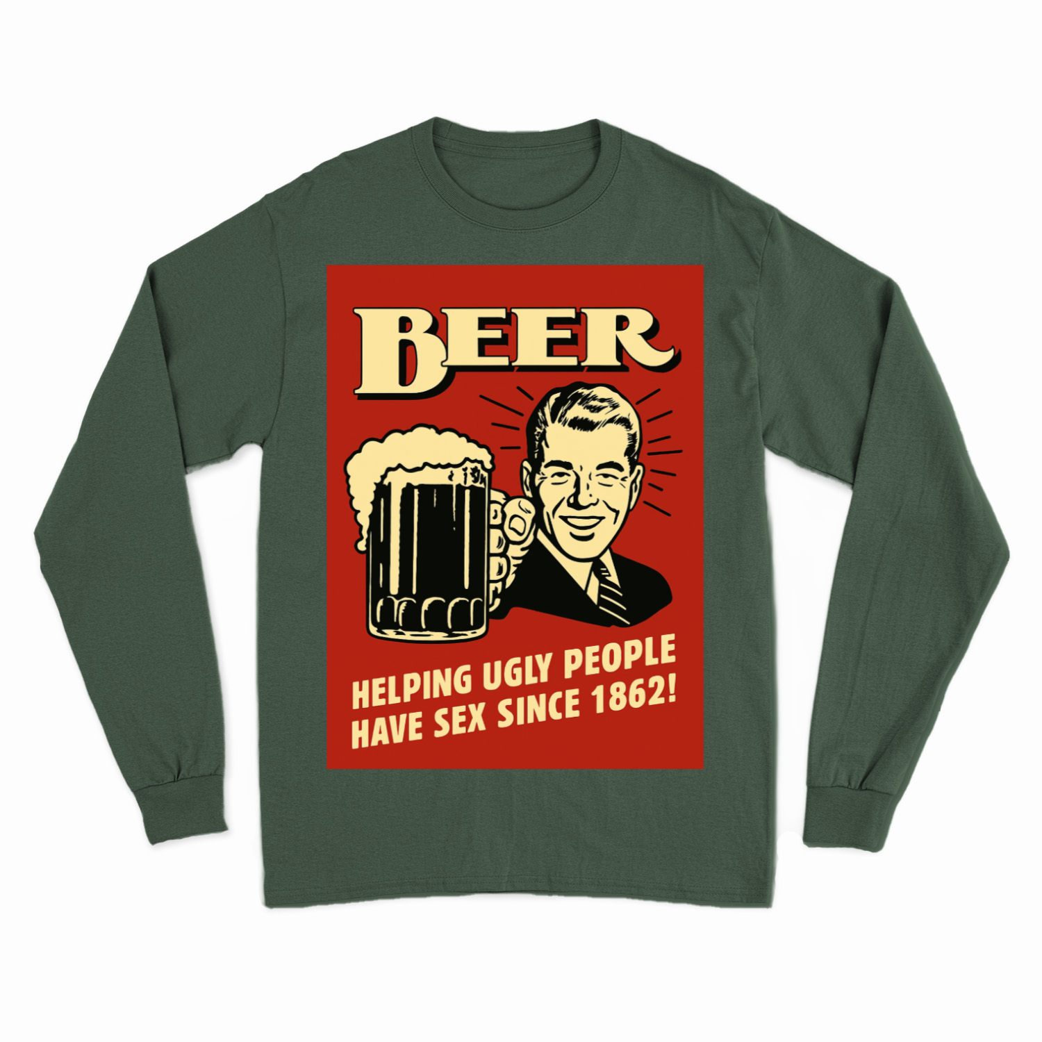 Beer Sweatshirt – Schwarzer Humor im Retro-Werbestil – Freches Satire-Design für mutige Statements | True Insights