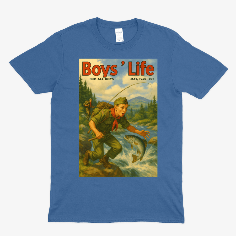 True Insights T-Shirt Boys' Life satirisches Retro Pfadfinder-Motiv in Royalblau mit Print vorne
