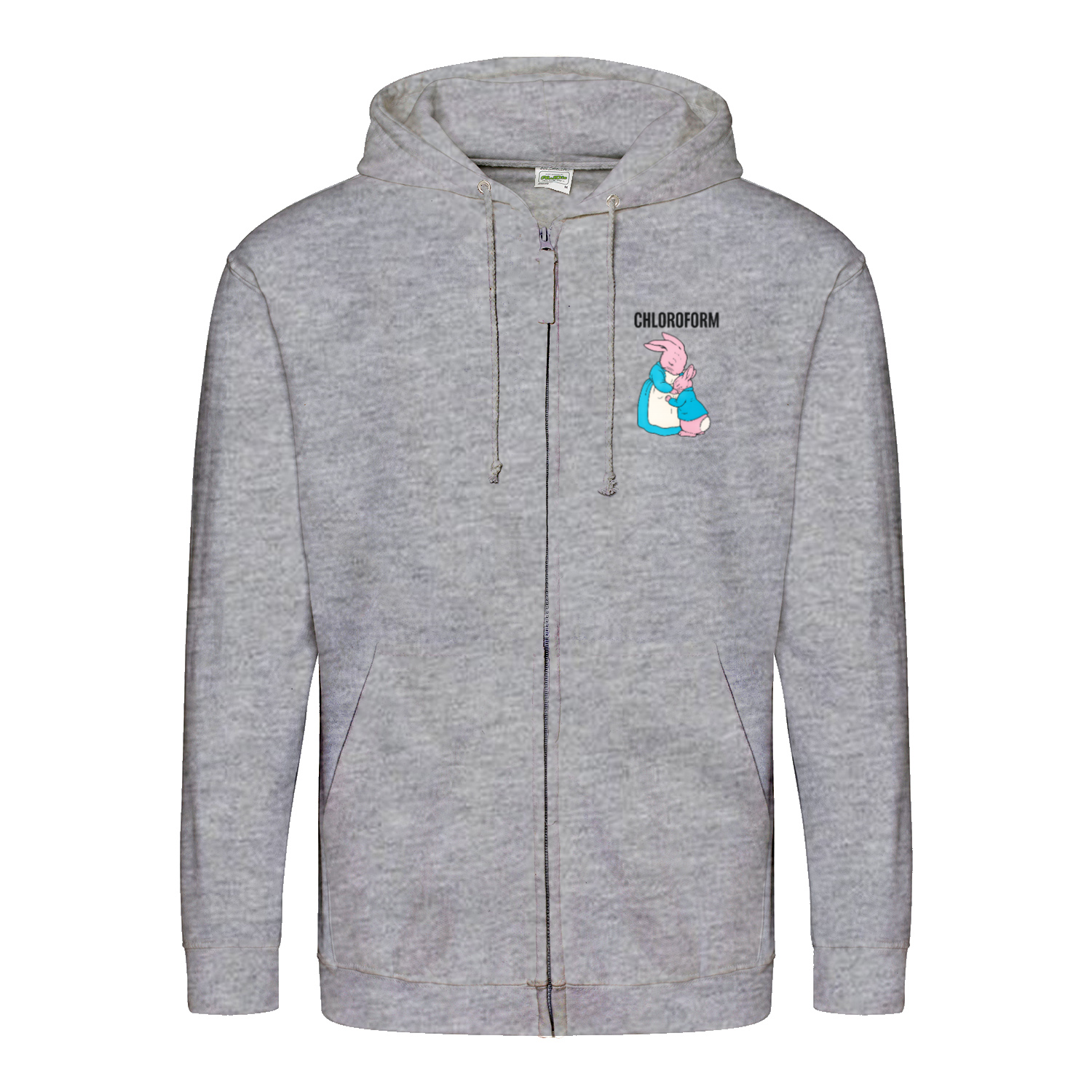 Chloroform Bunny Zip Hoodie – Schwarzhumor Cartoon-Hoodie-Zip Hoodie-True Insights