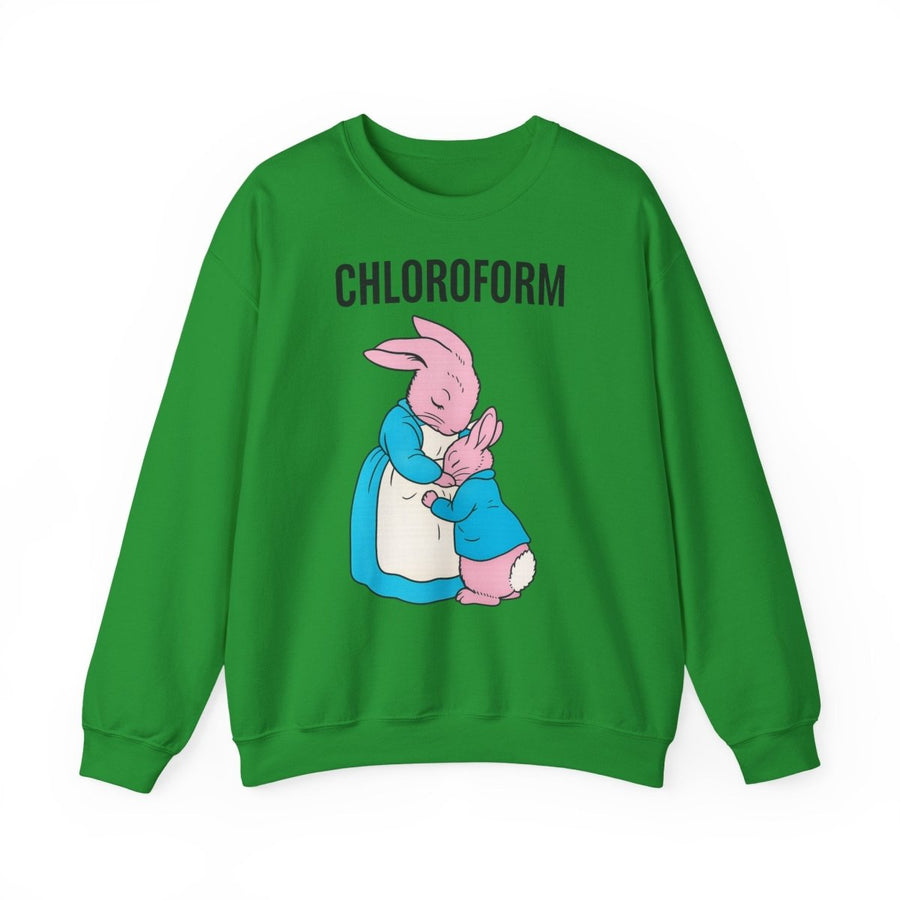 „CHLOROFORM“ – Retro-Sweatshirt mit Hasen und bösem Twist – Freches Satire-Design für mutige Statements | True Insights