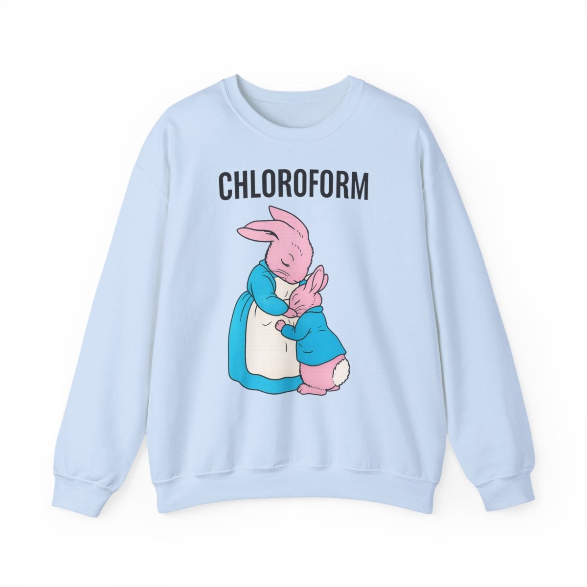 „CHLOROFORM“ – Retro-Sweatshirt mit Hasen und bösem Twist – Freches Satire-Design für mutige Statements | True Insights