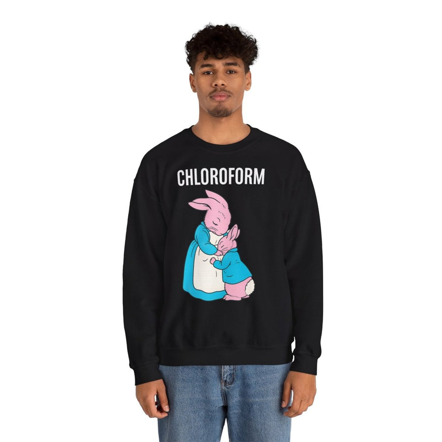 „CHLOROFORM“ – Retro-Sweatshirt mit Hasen und bösem Twist – Freches Satire-Design für mutige Statements | True Insights