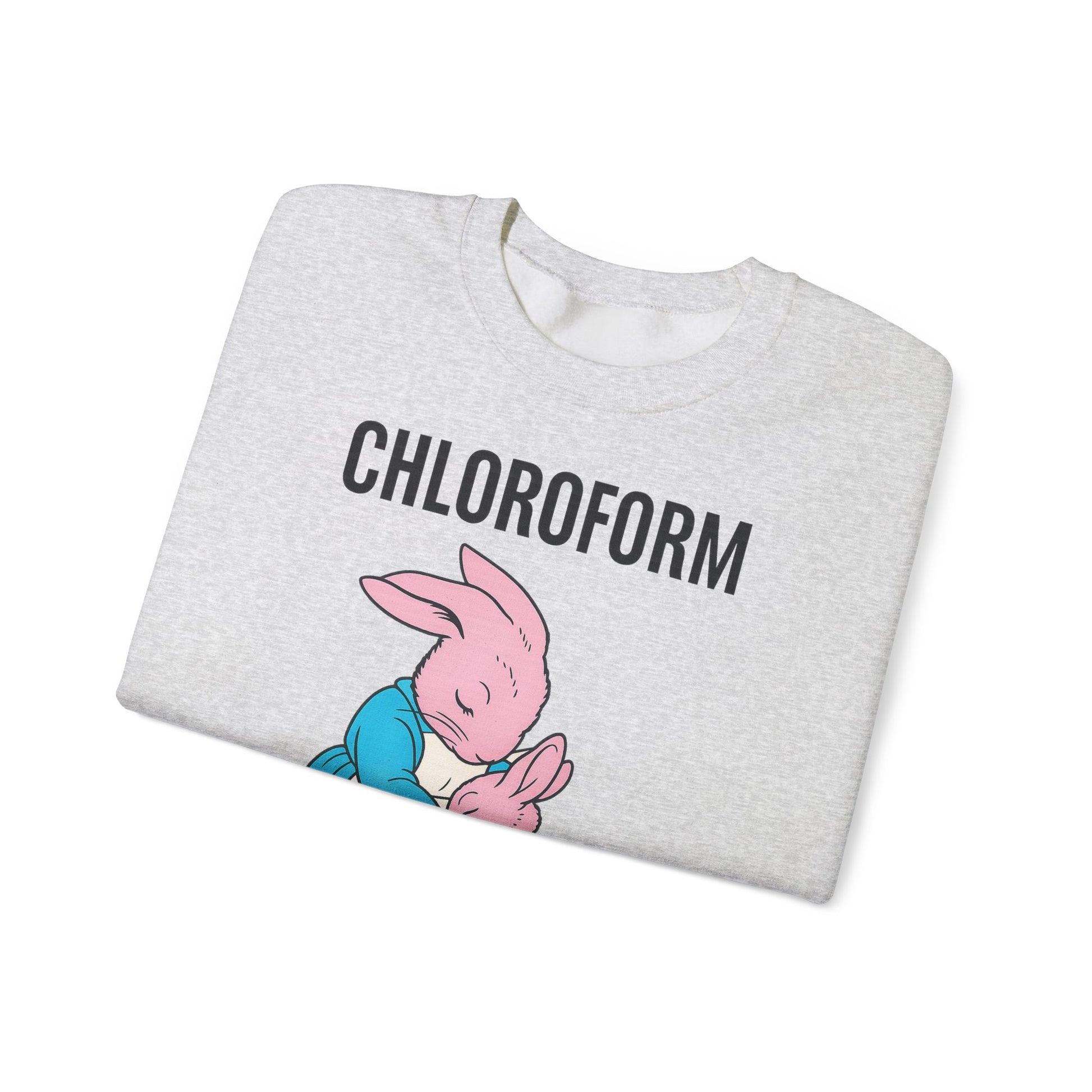„CHLOROFORM“ – Retro-Sweatshirt mit Hasen und bösem Twist – Freches Satire-Design für mutige Statements | True Insights
