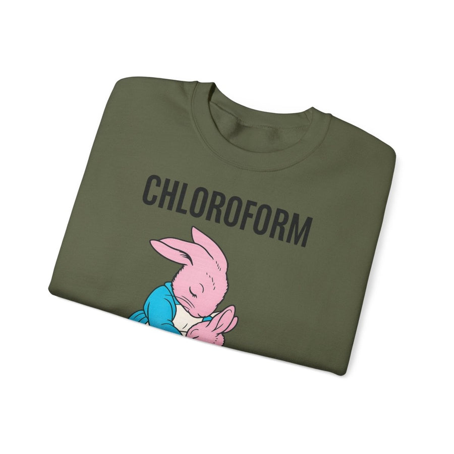 „CHLOROFORM“ – Retro-Sweatshirt mit Hasen und bösem Twist – Freches Satire-Design für mutige Statements | True Insights
