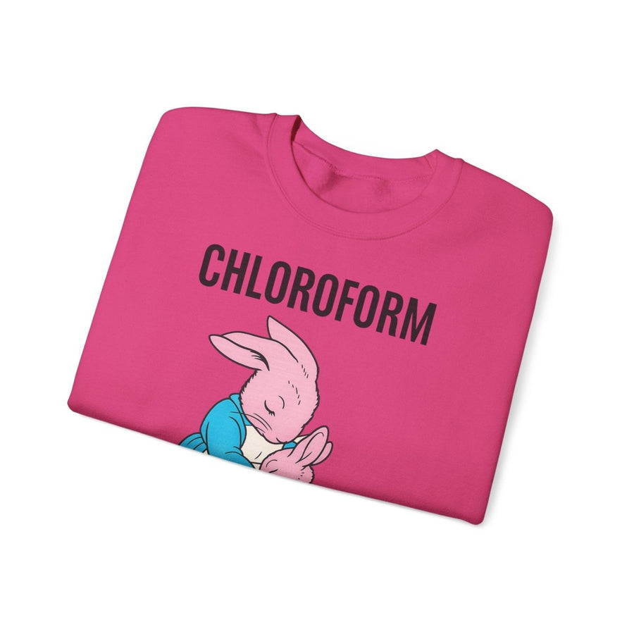 „CHLOROFORM“ – Retro-Sweatshirt mit Hasen und bösem Twist – Freches Satire-Design für mutige Statements | True Insights
