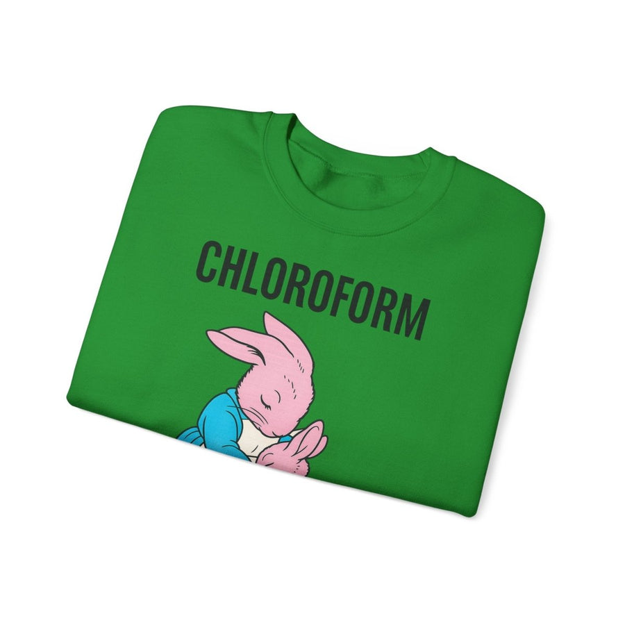 „CHLOROFORM“ – Retro-Sweatshirt mit Hasen und bösem Twist – Freches Satire-Design für mutige Statements | True Insights