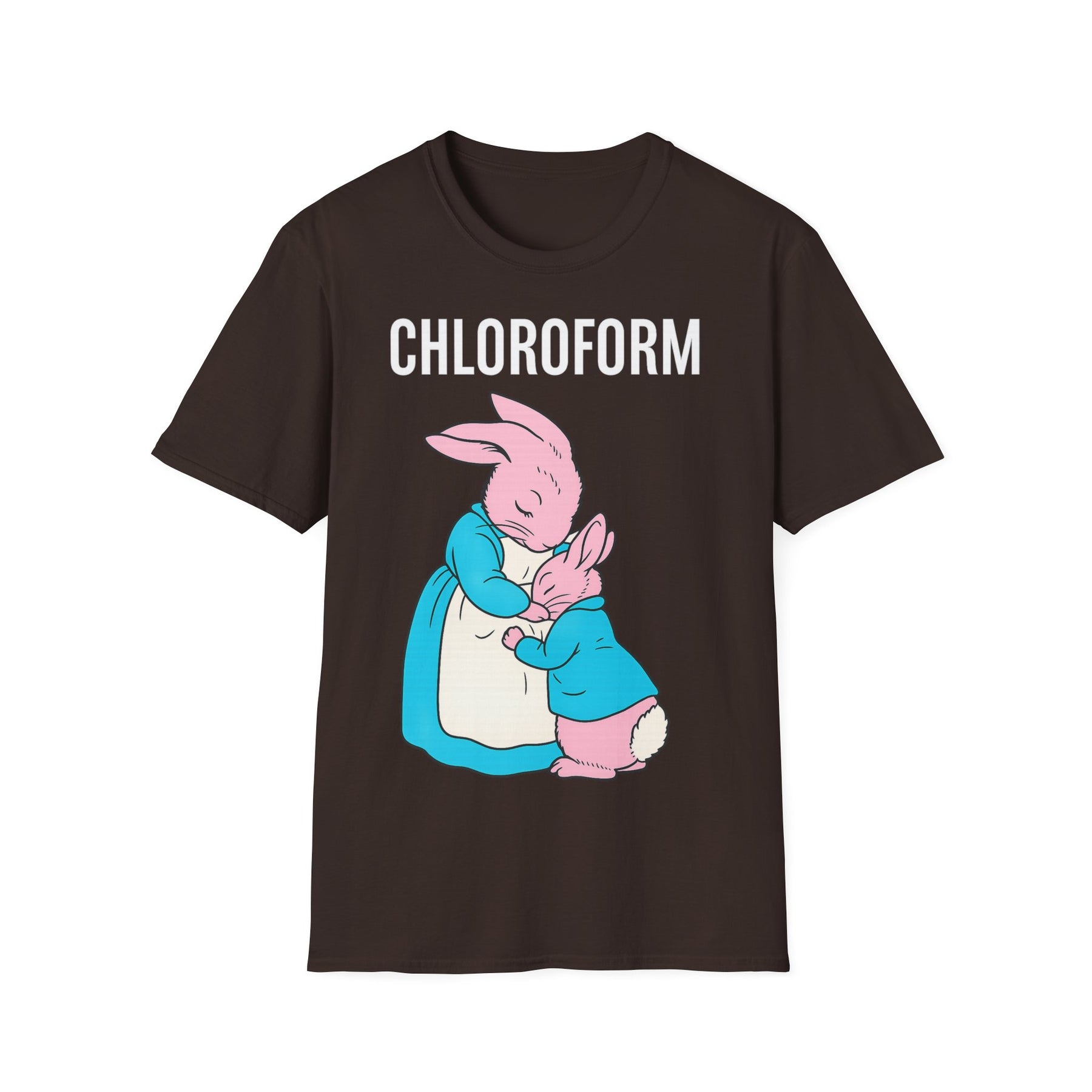 „CHLOROFORM“ – Satirisches Cartoon-T-Shirt mit Kuschelfalle – Freches Satire-Design für mutige Statements | True Insights