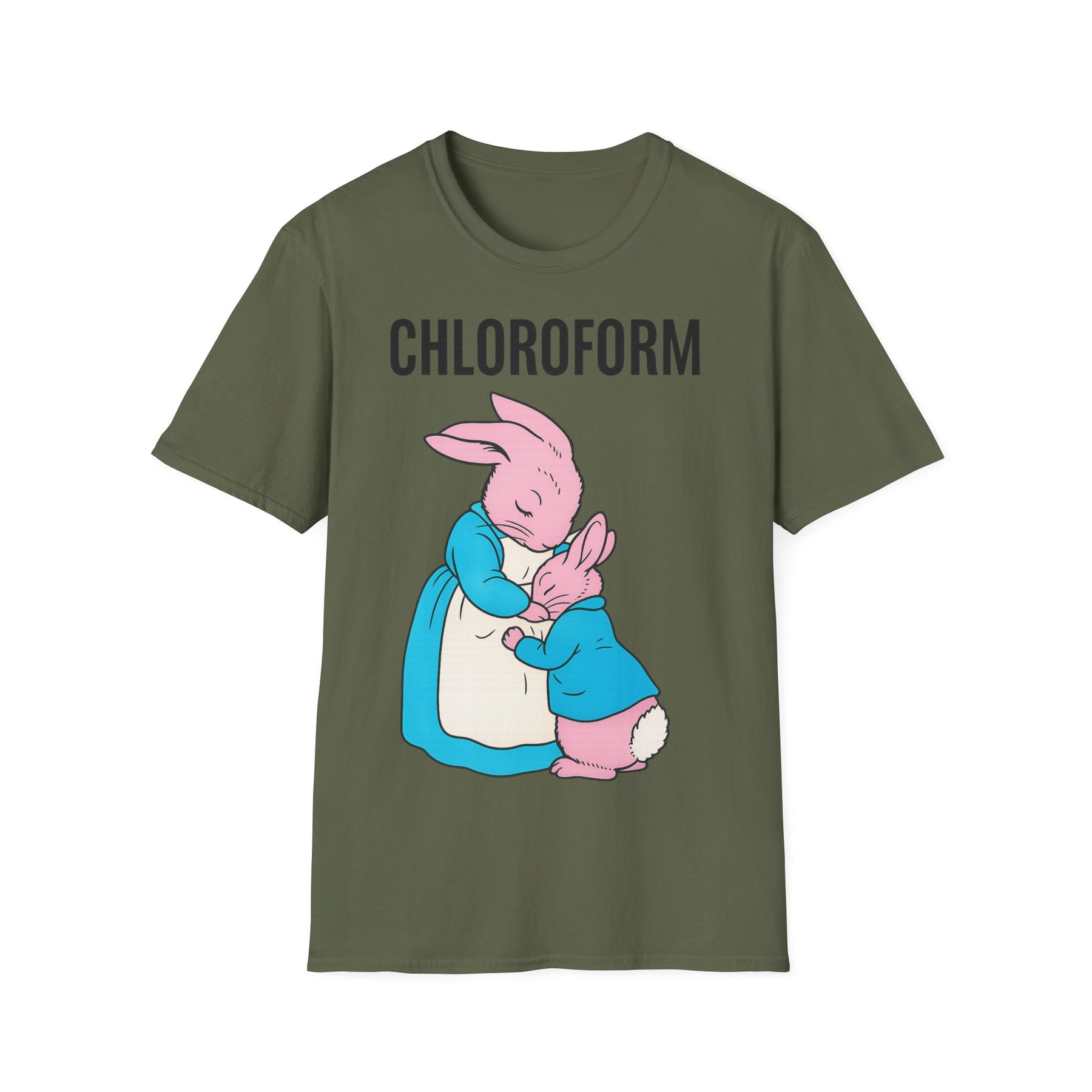 „CHLOROFORM“ – Satirisches Cartoon-T-Shirt mit Kuschelfalle – Freches Satire-Design für mutige Statements | True Insights