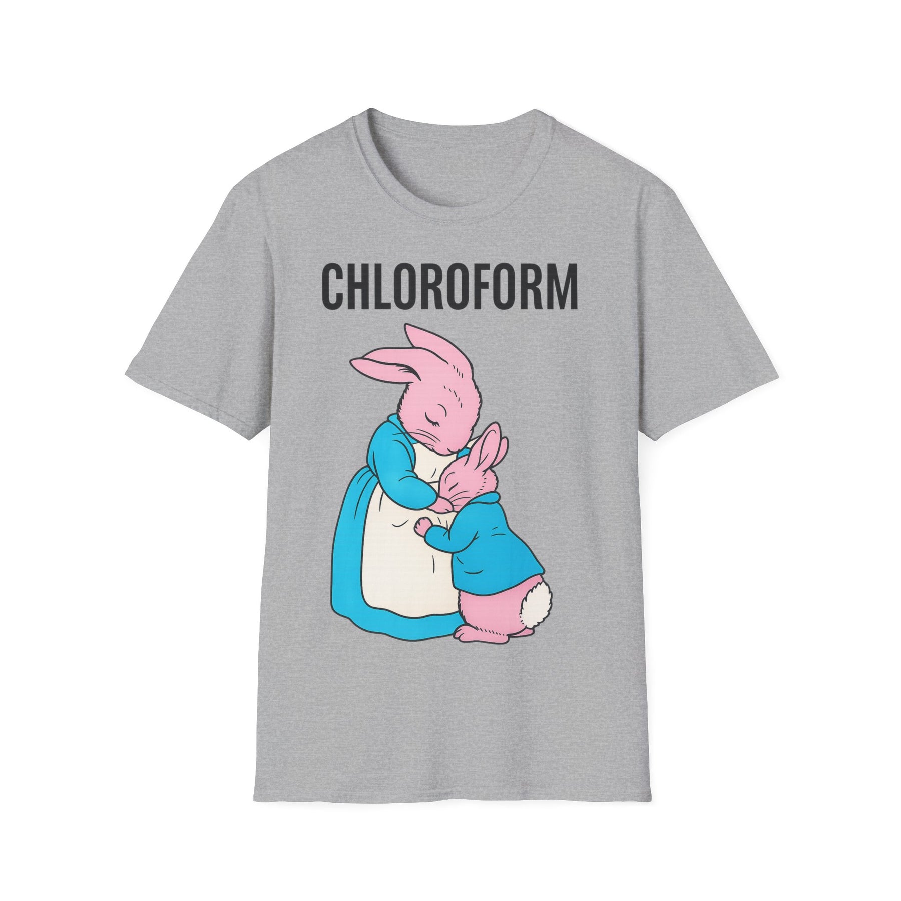 „CHLOROFORM“ – Satirisches Cartoon-T-Shirt mit Kuschelfalle – Freches Satire-Design für mutige Statements | True Insights