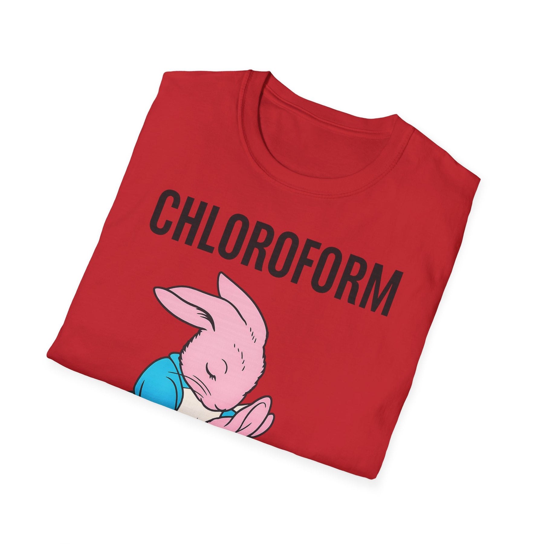 „CHLOROFORM“ – Satirisches Cartoon-T-Shirt mit Kuschelfalle – Freches Satire-Design für mutige Statements | True Insights