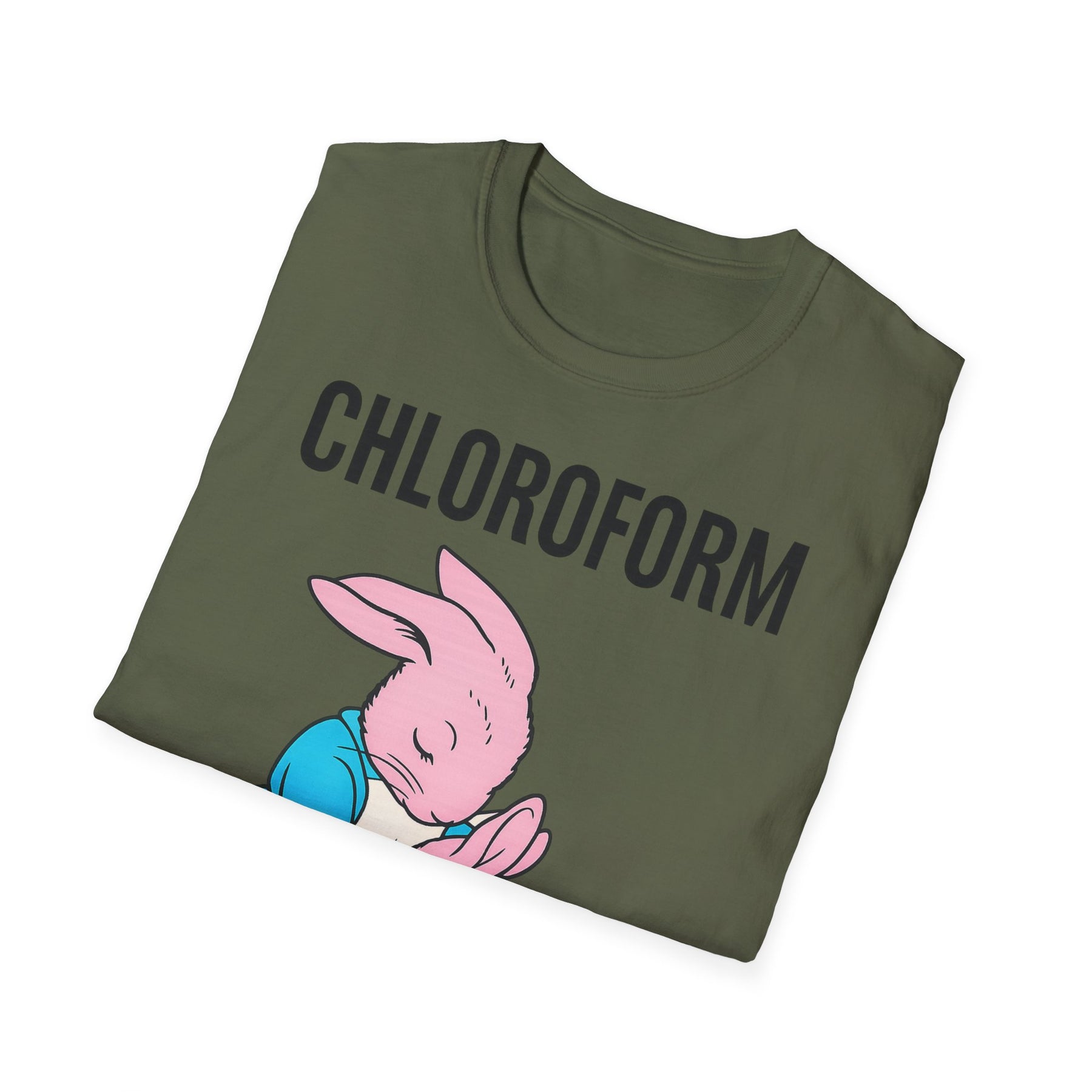 „CHLOROFORM“ – Satirisches Cartoon-T-Shirt mit Kuschelfalle – Freches Satire-Design für mutige Statements | True Insights
