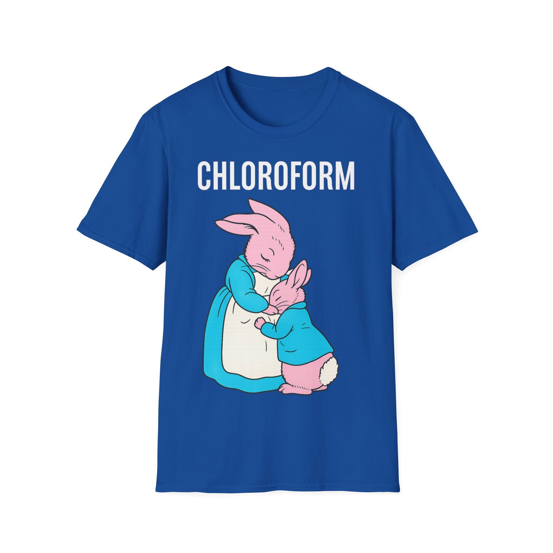 „CHLOROFORM“ – Satirisches Cartoon-T-Shirt mit Kuschelfalle – Freches Satire-Design für mutige Statements | True Insights