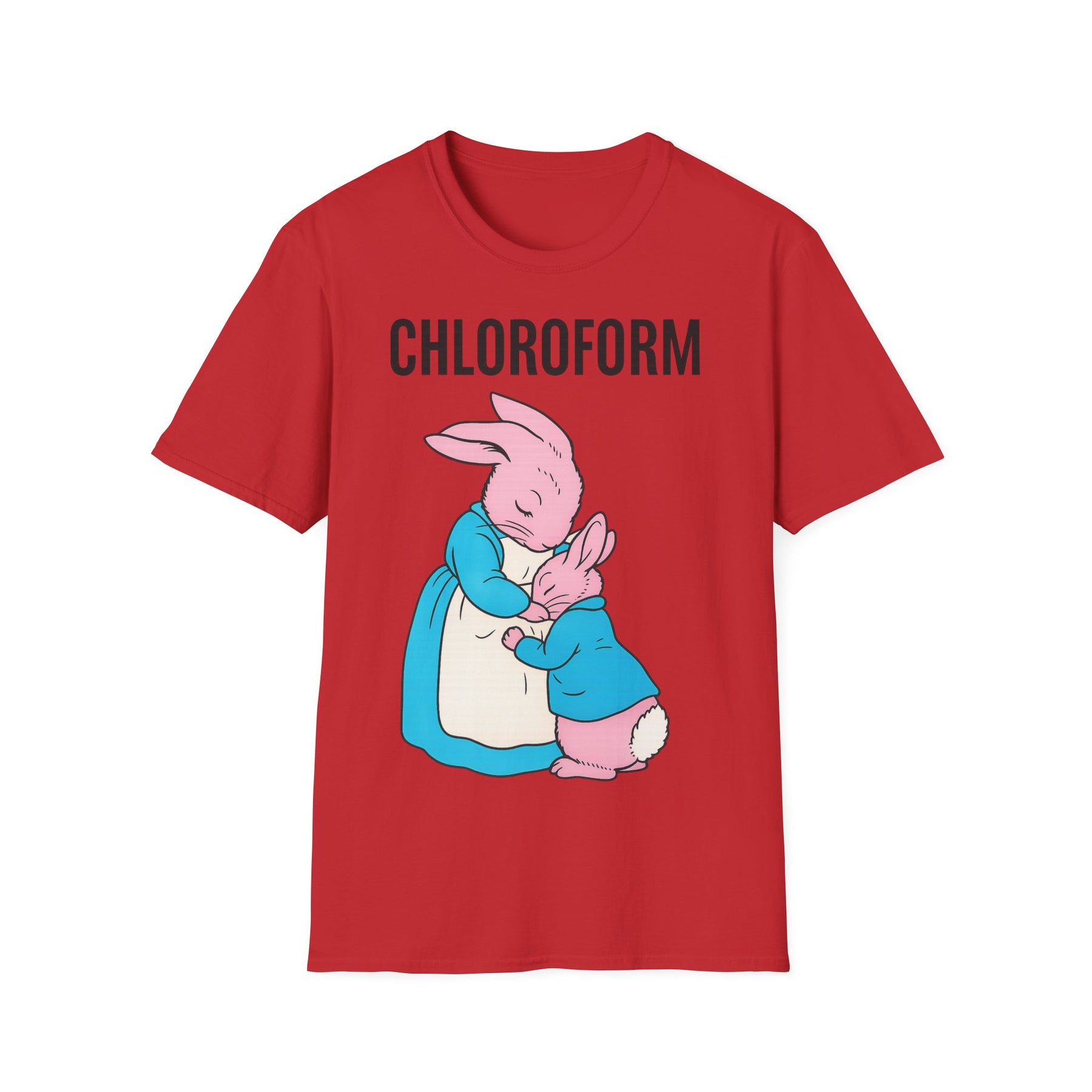 „CHLOROFORM“ – Satirisches Cartoon-T-Shirt mit Kuschelfalle – Freches Satire-Design für mutige Statements | True Insights