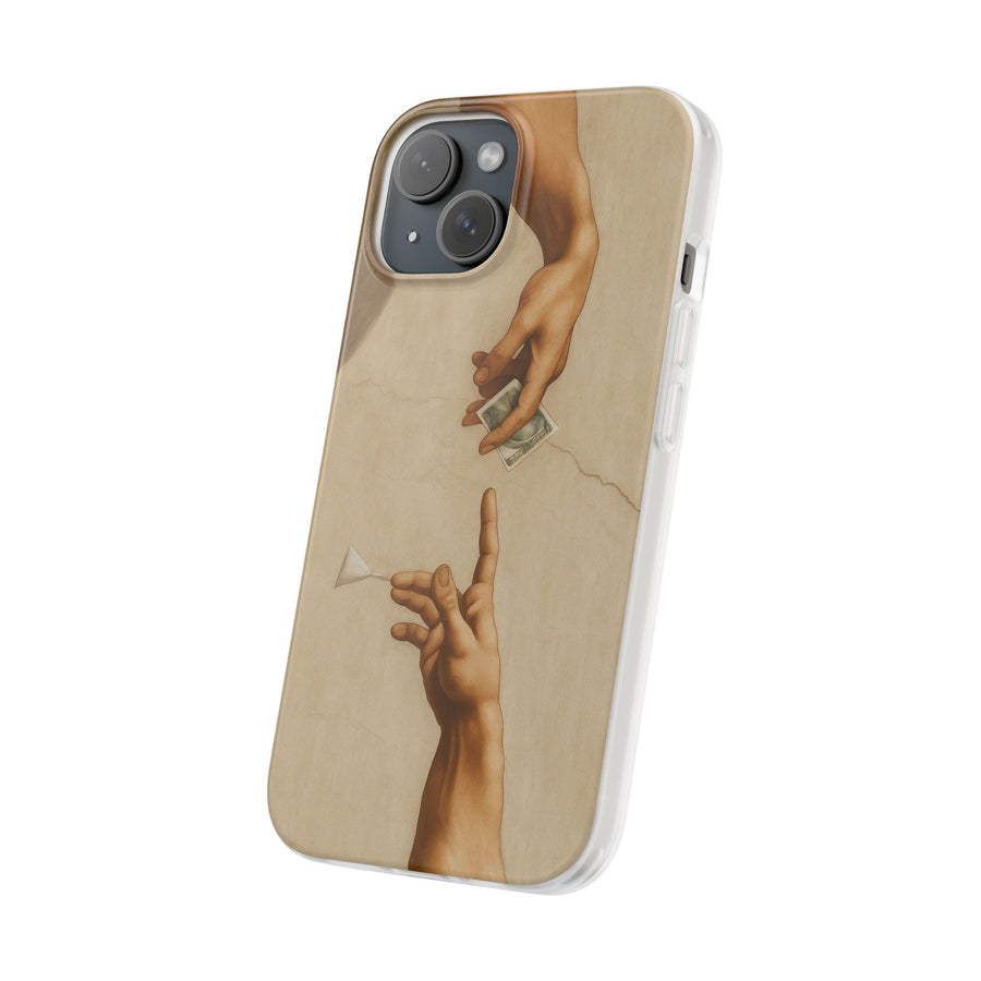True Insights Handyhülle Creation of a Deal satirisches Design in der Hand gehalten