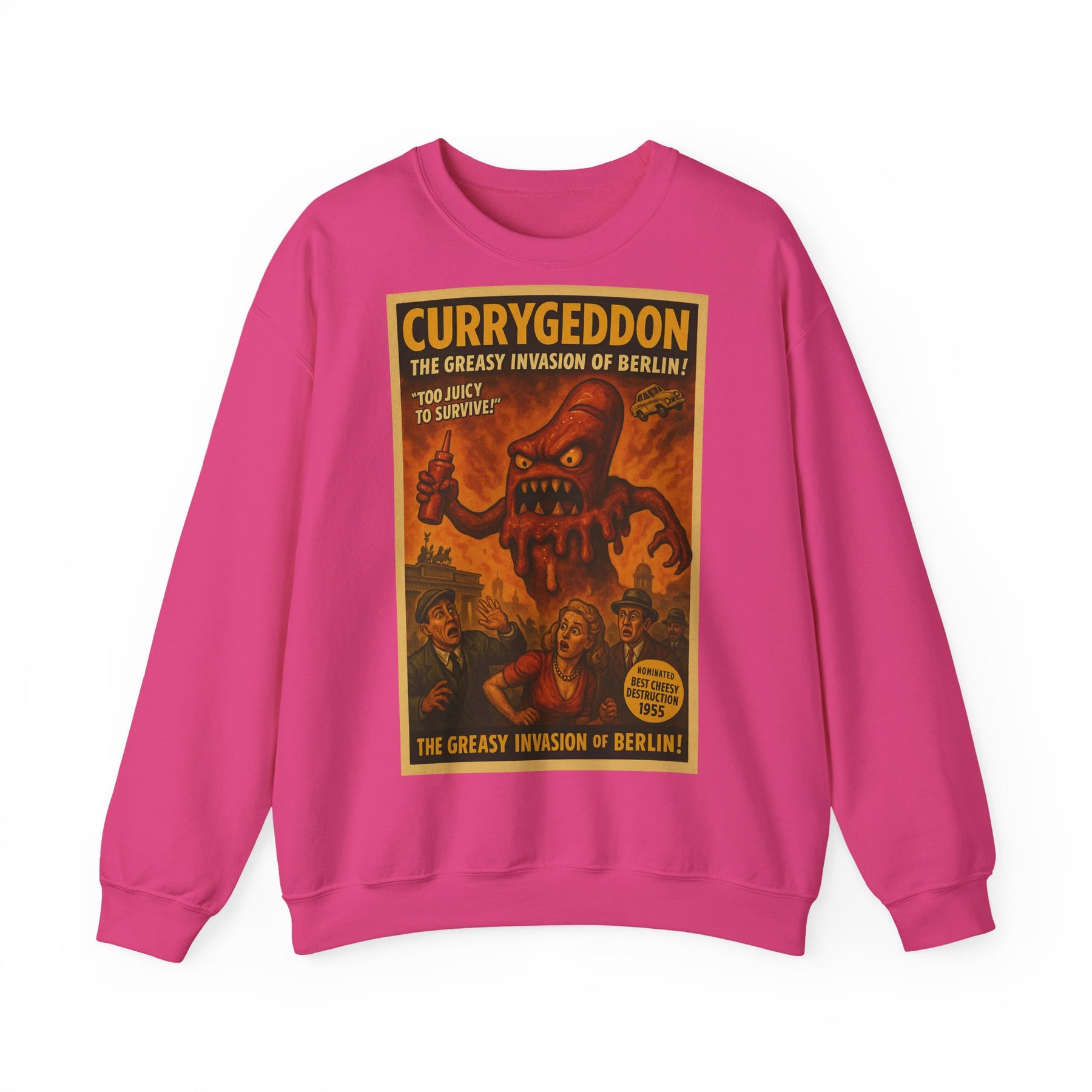 Vintage Motiv – Currygeddon Sweatshirt – Berlin-Monster im Retro-Stil | True Insights Design mit Humor