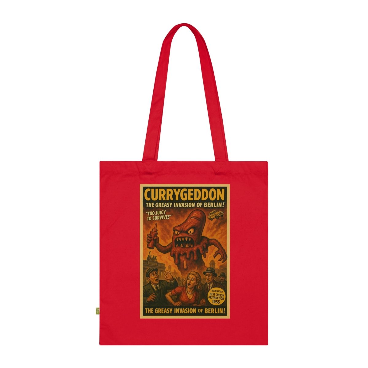 Vintage Motiv – Currygeddon Tote Bag – Trashfilm trifft Streetfood | True Insights Design mit Humor