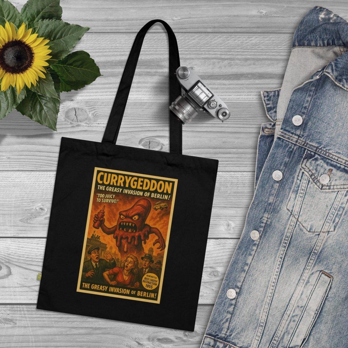 Vintage Motiv – Currygeddon Tote Bag – Trashfilm trifft Streetfood | True Insights Design mit Humor