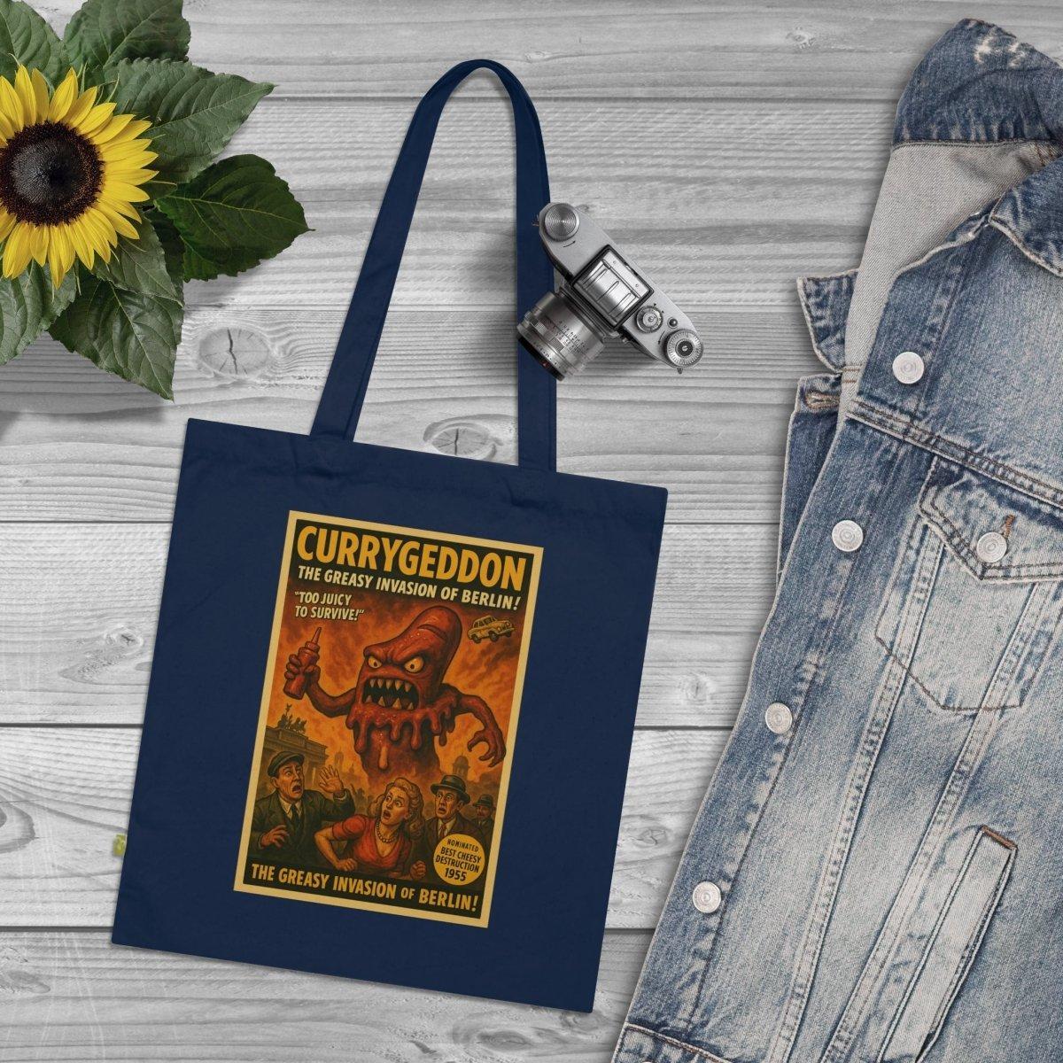 Vintage Motiv – Currygeddon Tote Bag – Trashfilm trifft Streetfood | True Insights Design mit Humor