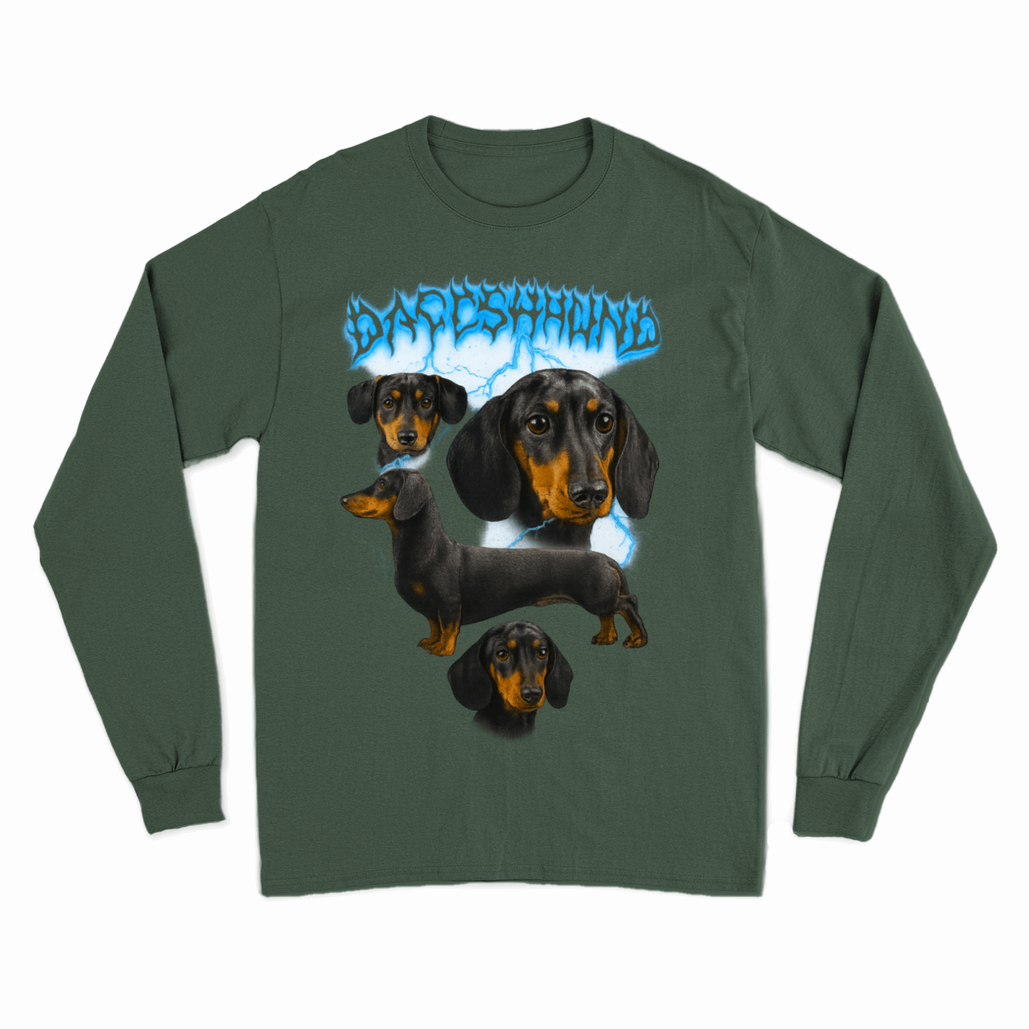 DACHSHUND Sweatshirt – Metal Dackel Energy mit Blitzgewitter