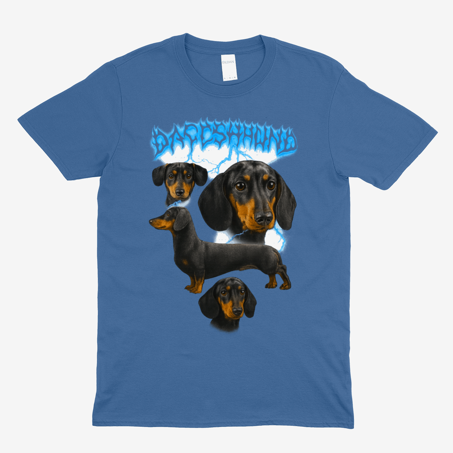DACHSHUND T-Shirt – Metal-Dackel mit Blitzen & Haltung