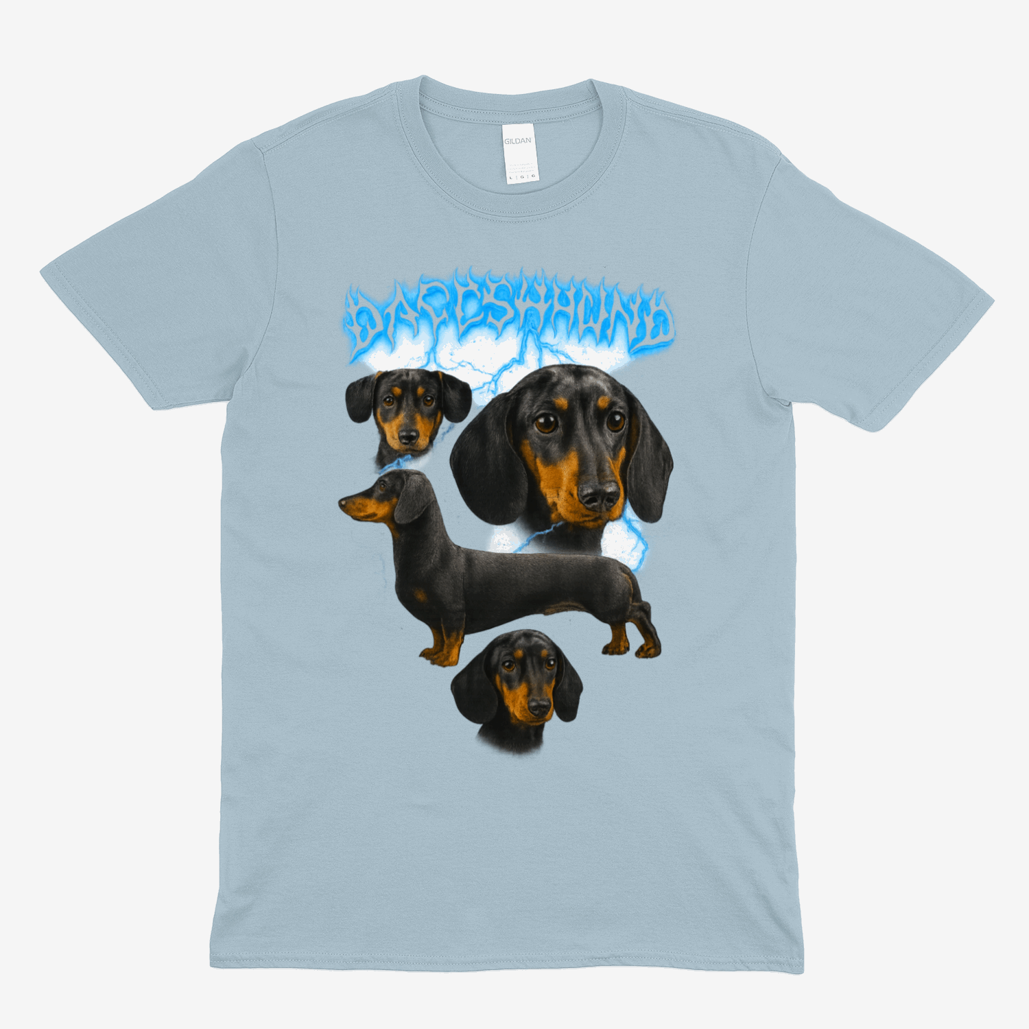 DACHSHUND T-Shirt – Metal-Dackel mit Blitzen & Haltung