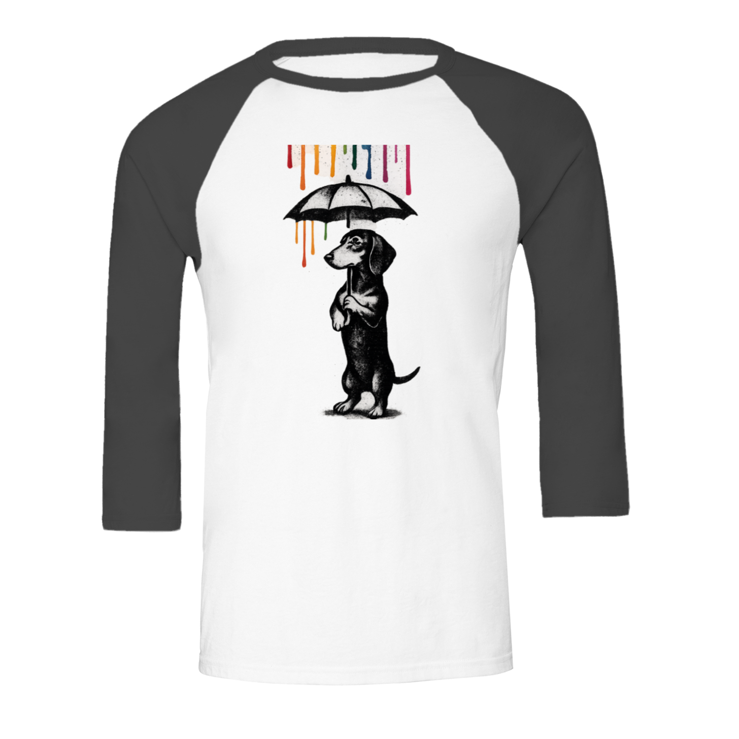 Dackel „Color Rain“ – 3/4 Sleeve Shirt im Urban Street-Art Look-Sweatshirt-True Insights