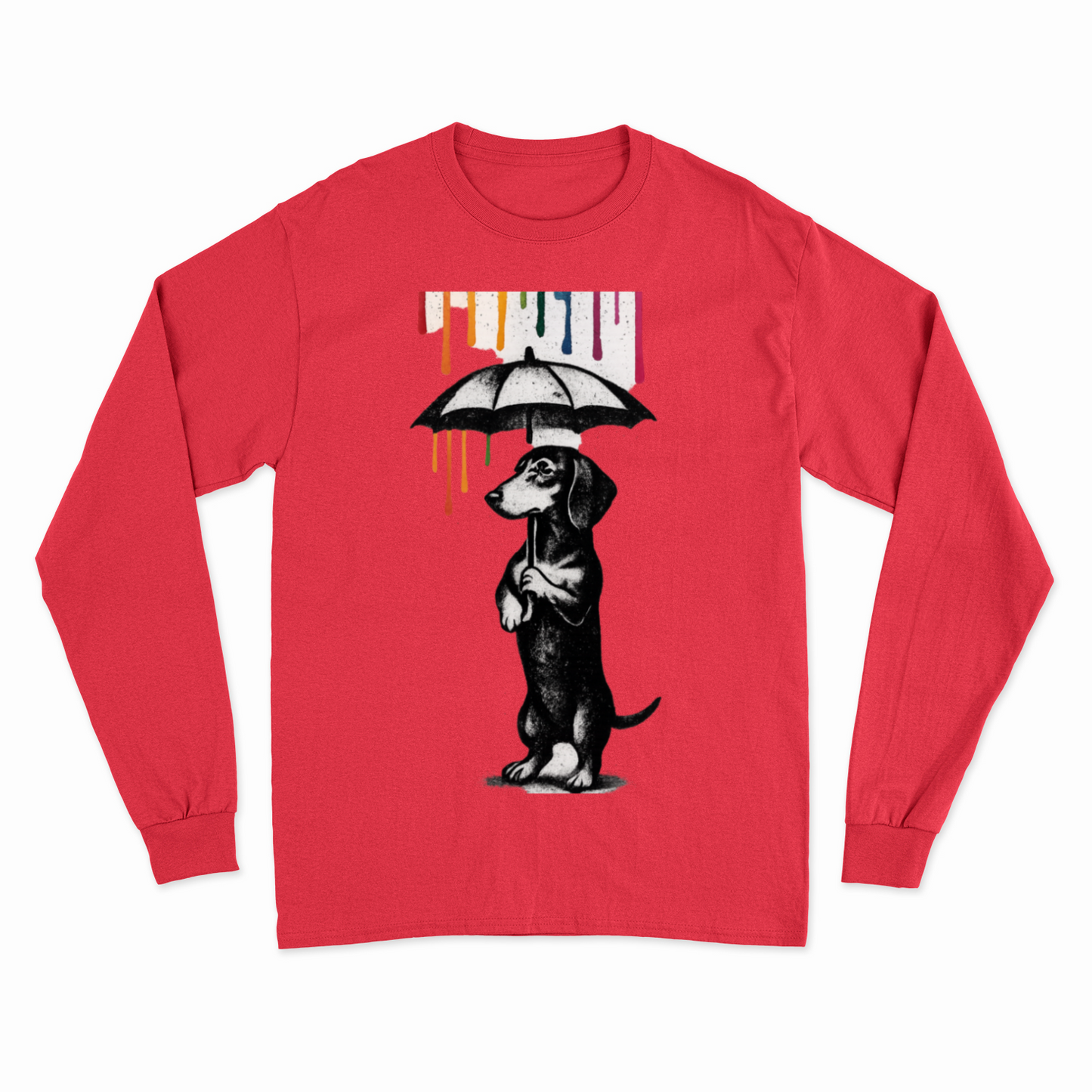 Dackel „Color Rain“ – Street-Art Sweatshirt mit Dackel und Farbregen-Sweatshirt-True Insights