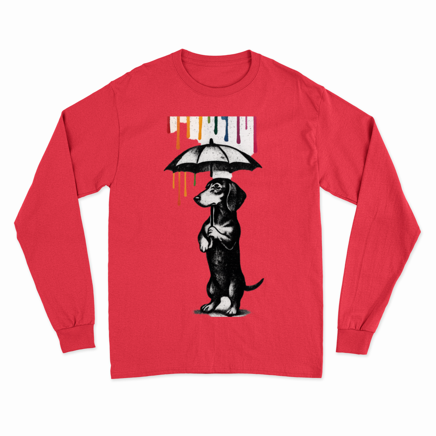 Dackel „Color Rain“ – Street-Art Sweatshirt mit Dackel und Farbregen-Sweatshirt-True Insights