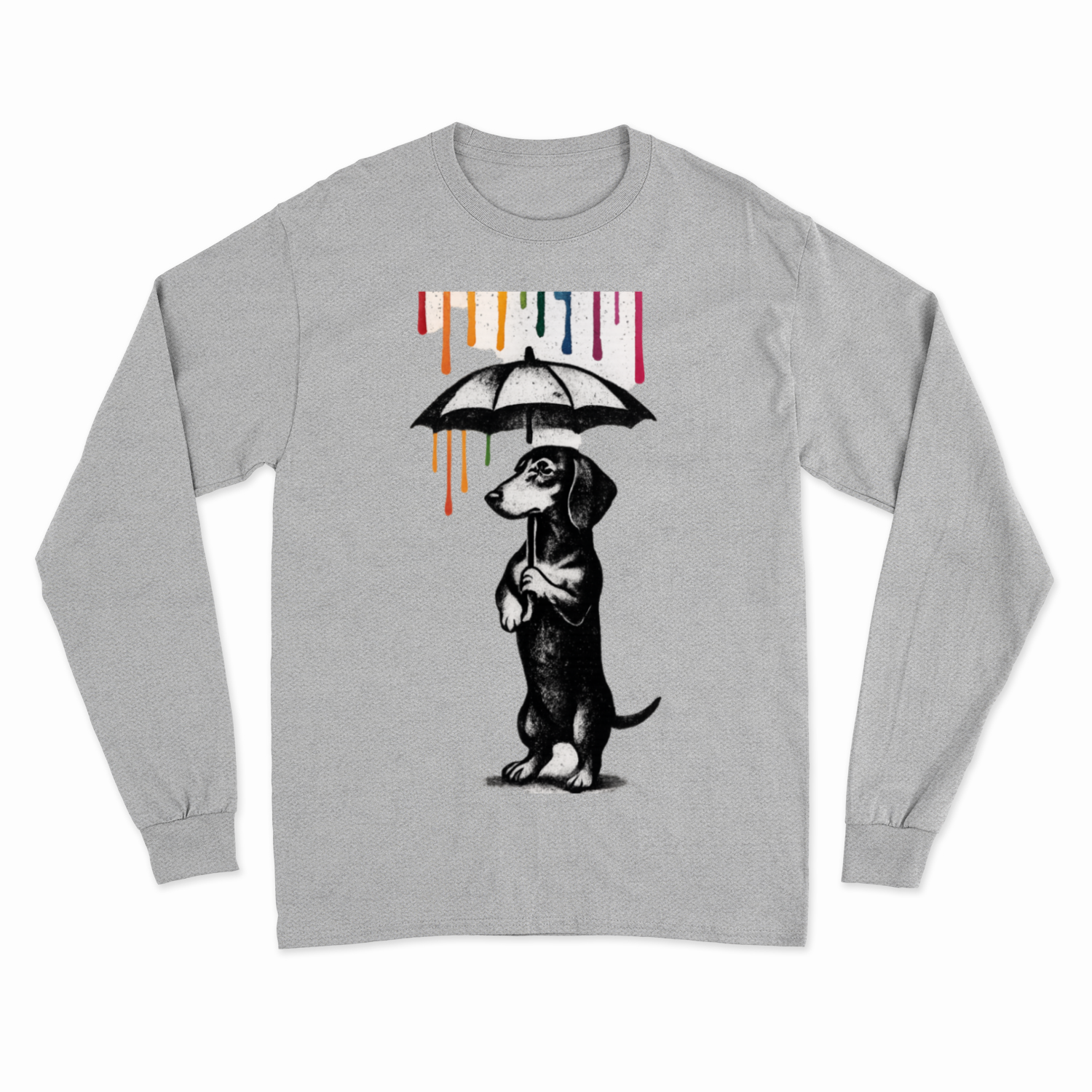 Dackel „Color Rain“ – Street-Art Sweatshirt mit Dackel und Farbregen-Sweatshirt-True Insights