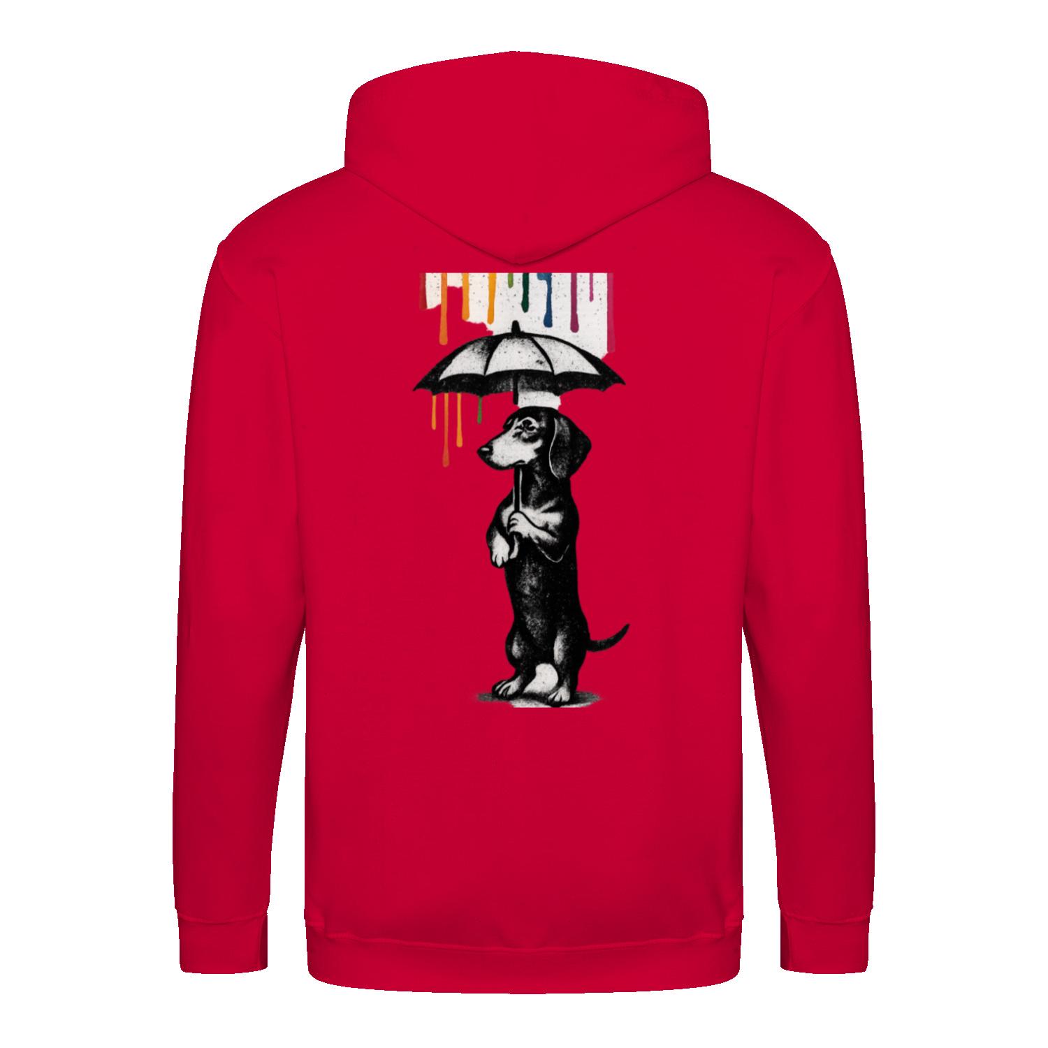 Dackel „Color Rain“ – Urban Street-Art Zip-Hoodie mit Dackel & Farbregen-Zip Hoodie-True Insights