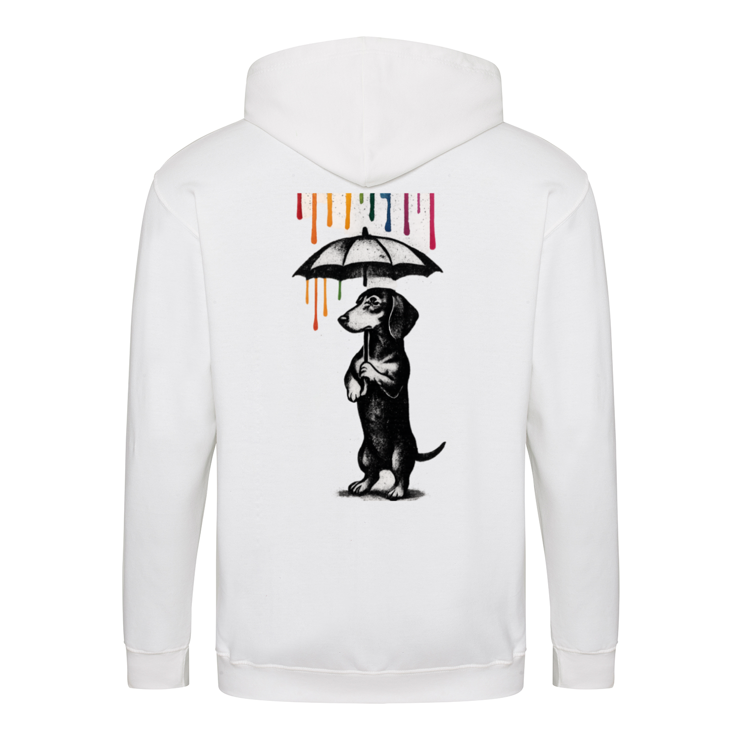 Dackel „Color Rain“ – Urban Street-Art Zip-Hoodie mit Dackel & Farbregen-Zip Hoodie-True Insights