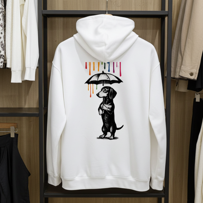 Dackel „Color Rain“ – Urban Street-Art Zip-Hoodie mit Dackel & Farbregen-Zip Hoodie-True Insights
