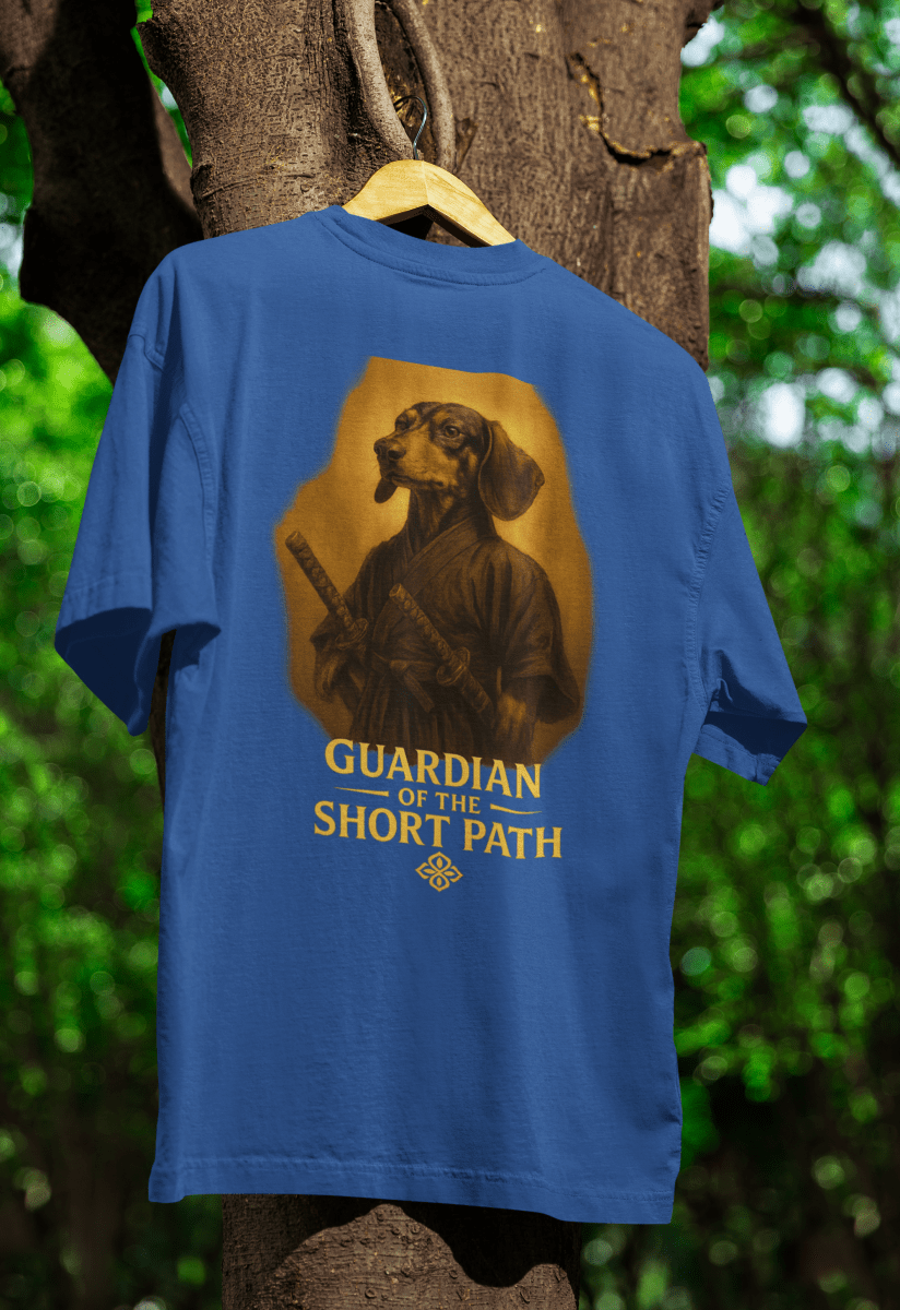 True Insights T-Shirt Dackel Guardian of the Short Path Street-Art Fantasy Print in Royalblau