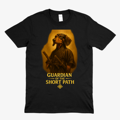 Dackel „Guardian of the Short Path“ – Street-Art Fantasy T-Shirt-T-Shirt-True Insights