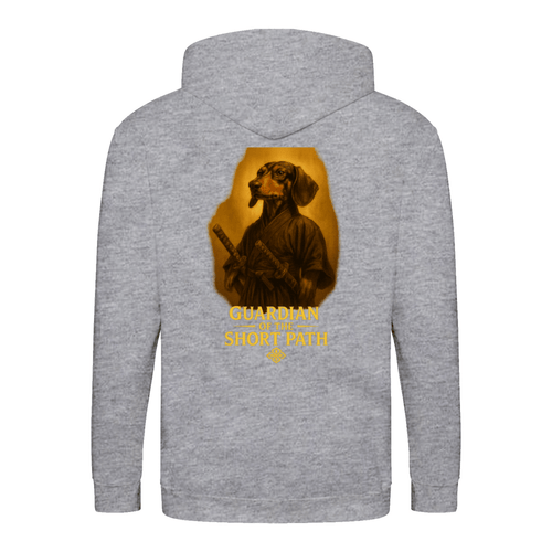 Dackel „Guardian of the Short Path“ – Zip-Hoodie mit epischem Dackelmotiv-Zip Hoodie-True Insights