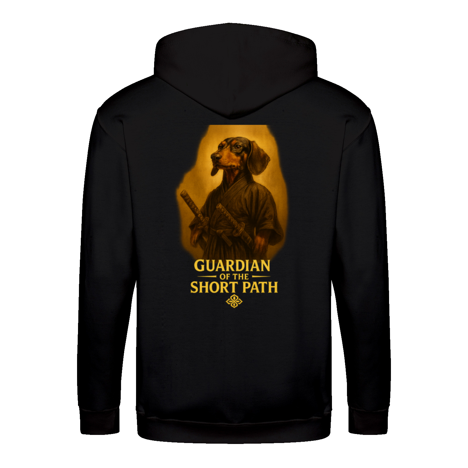 Dackel „Guardian of the Short Path“ – Zip-Hoodie mit epischem Dackelmotiv-Zip Hoodie-True Insights