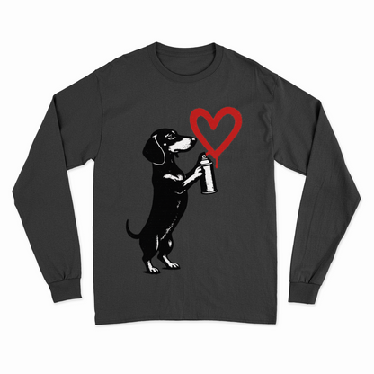 Dackel „Love Graffiti“ – Street-Art Sweatshirt für Liebhaber urbaner Statements-Sweatshirt-True Insights