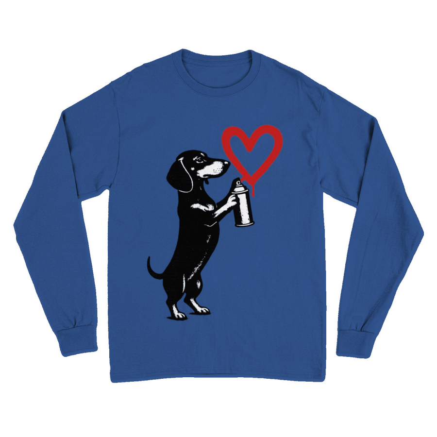 Dackel „Love Graffiti“ – Street-Art Sweatshirt für Liebhaber urbaner Statements-Sweatshirt-True Insights