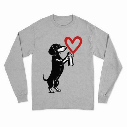 Dackel „Love Graffiti“ – Street-Art Sweatshirt für Liebhaber urbaner Statements-Sweatshirt-True Insights