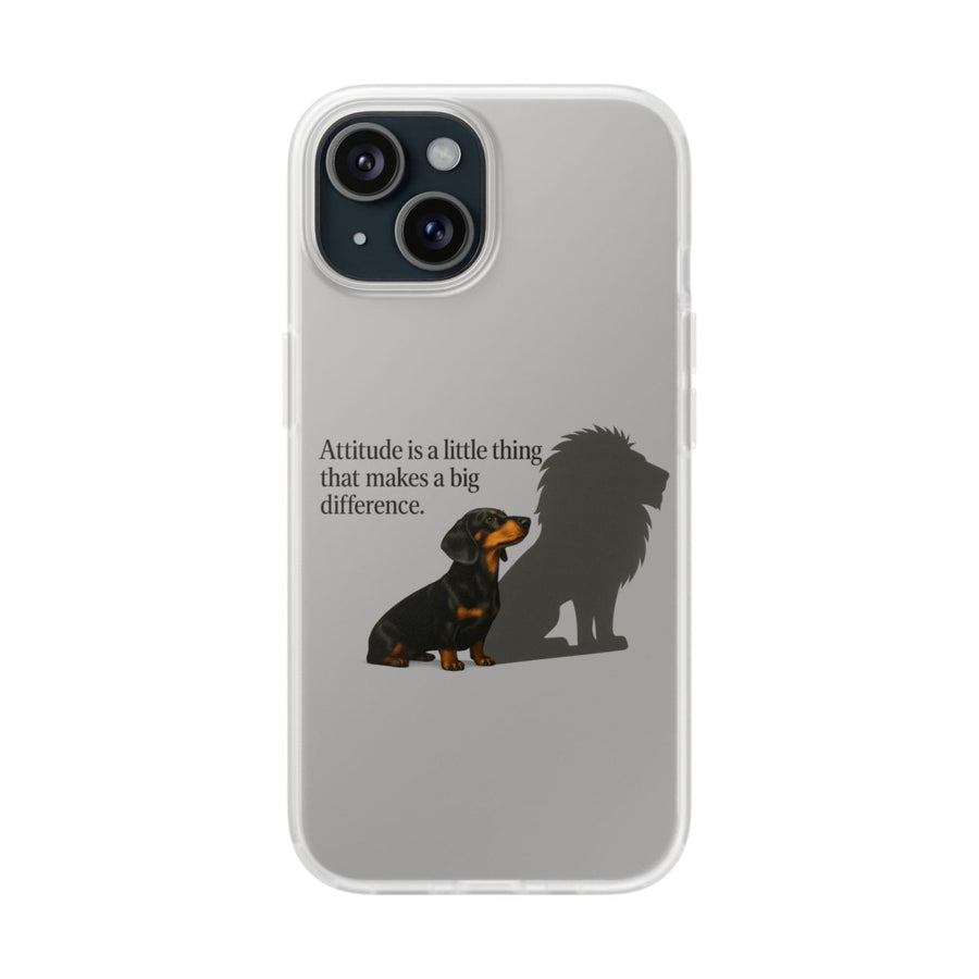 True Insights Handyhülle Dackel Löwenschatten für iPhone 15 mit satirischem Motiv und coolem Spruch