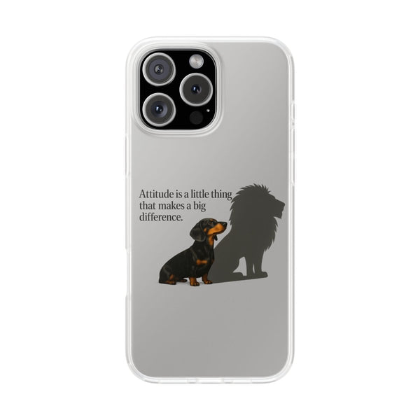 True Insights Handyhülle Dackel Löwenschatten für iPhone 16 Pro Max mit Spruch Attitude is a little thing
