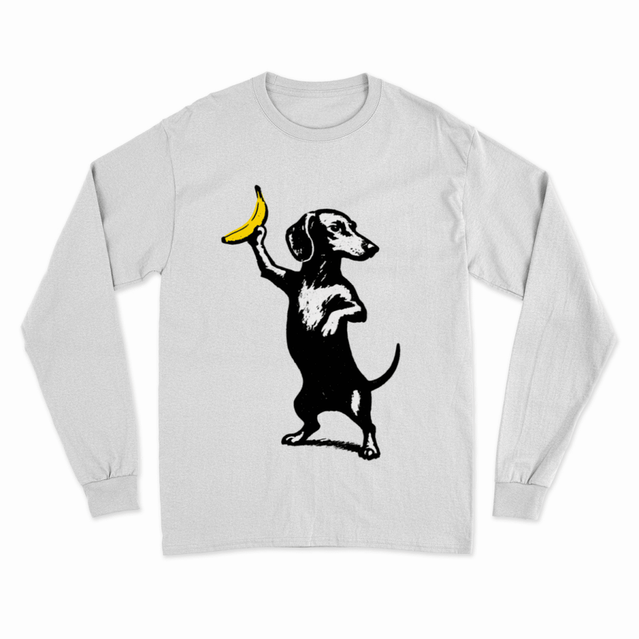 True Insights Sweatshirt Dackel mit Banane im Banksy Style in Arctic White, urbanes Kunst-Motiv