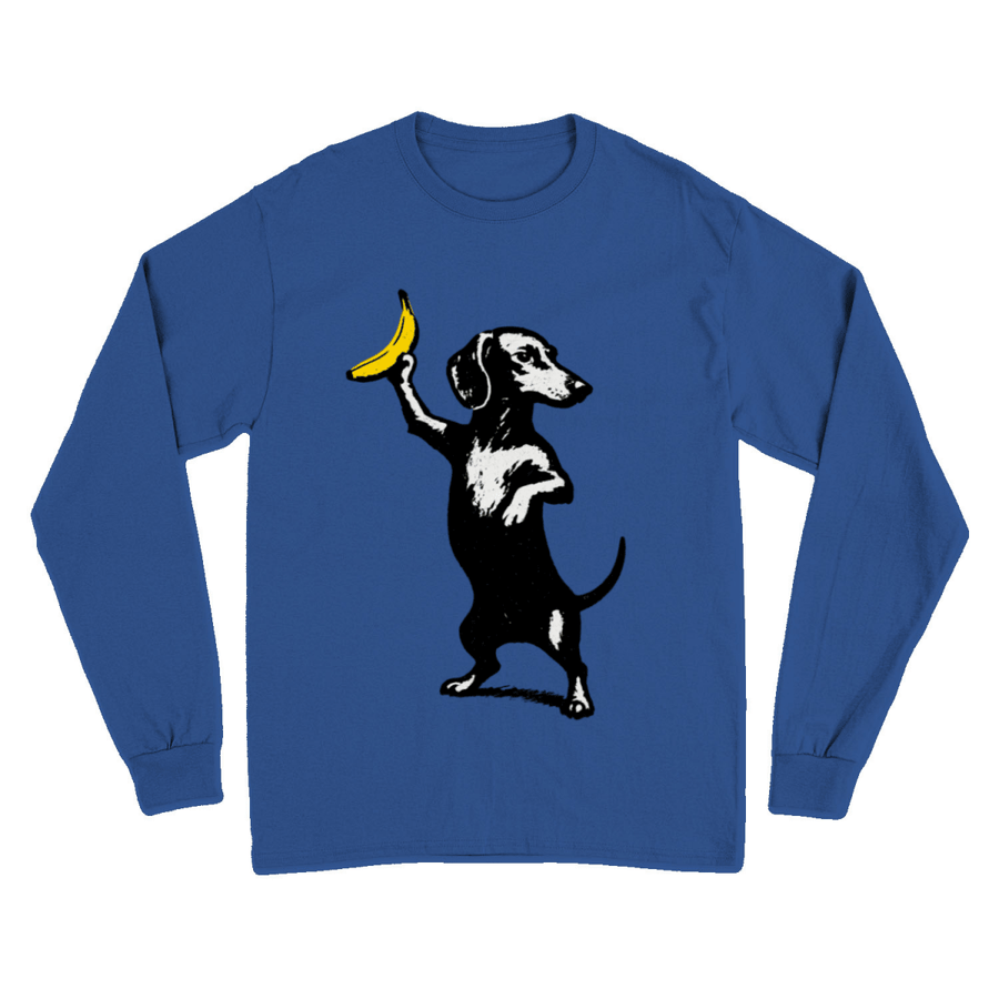 True Insights Sweatshirt Dackel mit Banane im Banksy Style in Royal Blue, cooles Graffiti-Motiv