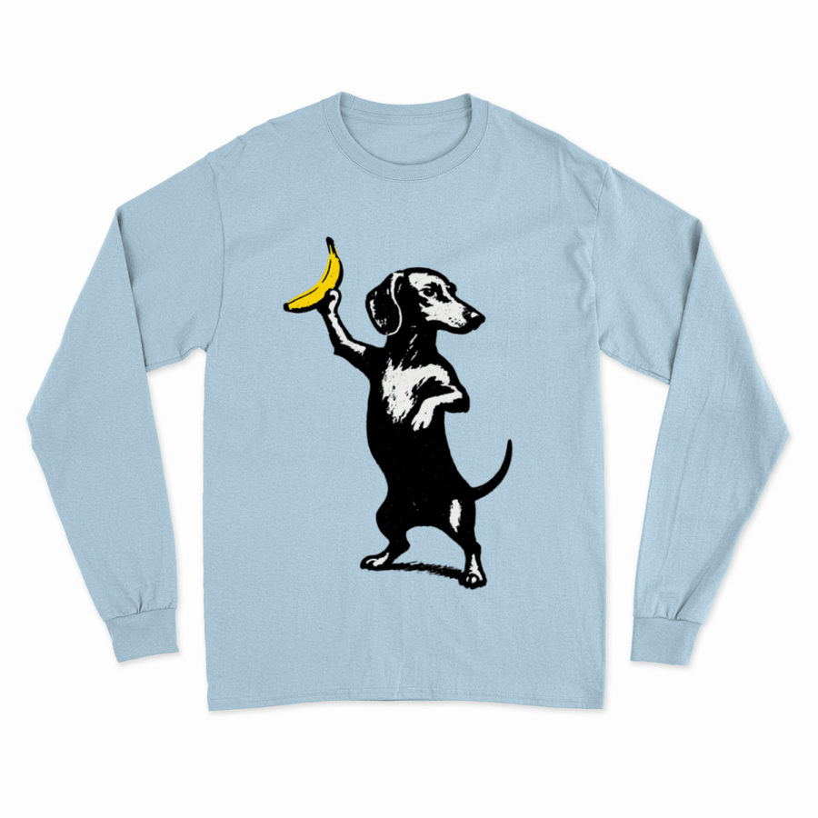 True Insights Sweatshirt Dackel mit Banane im Banksy Style in Sky Blue, witziges Kunst-Design